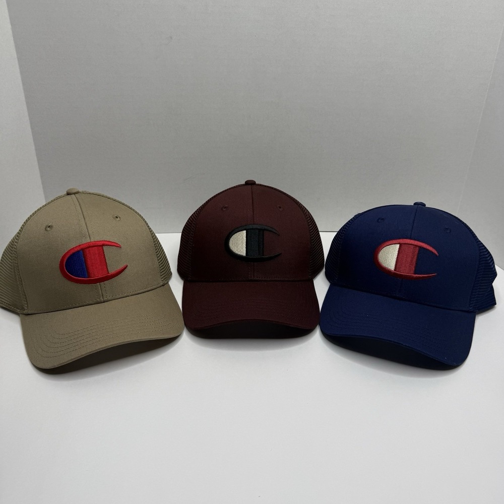 Champion Big C Logo Trucker Hat Bundle 3 Adjustable Snapback NWT CS7-3034 OS